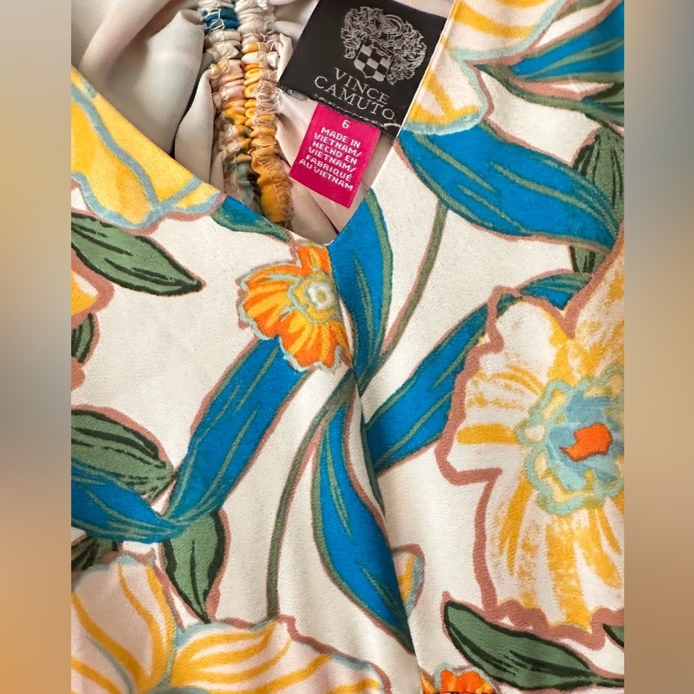 Vince Camuto Yellow and Blue Floral Maxi Dress Size 6 - Picture 7 of 7